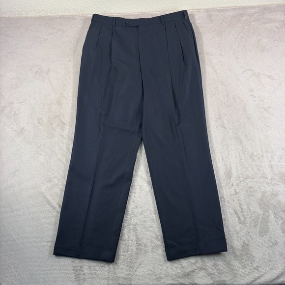 Vintage Brooks Brothers Pleated Trouser Pants Men 36x31 Navy 100% Wool USA Made